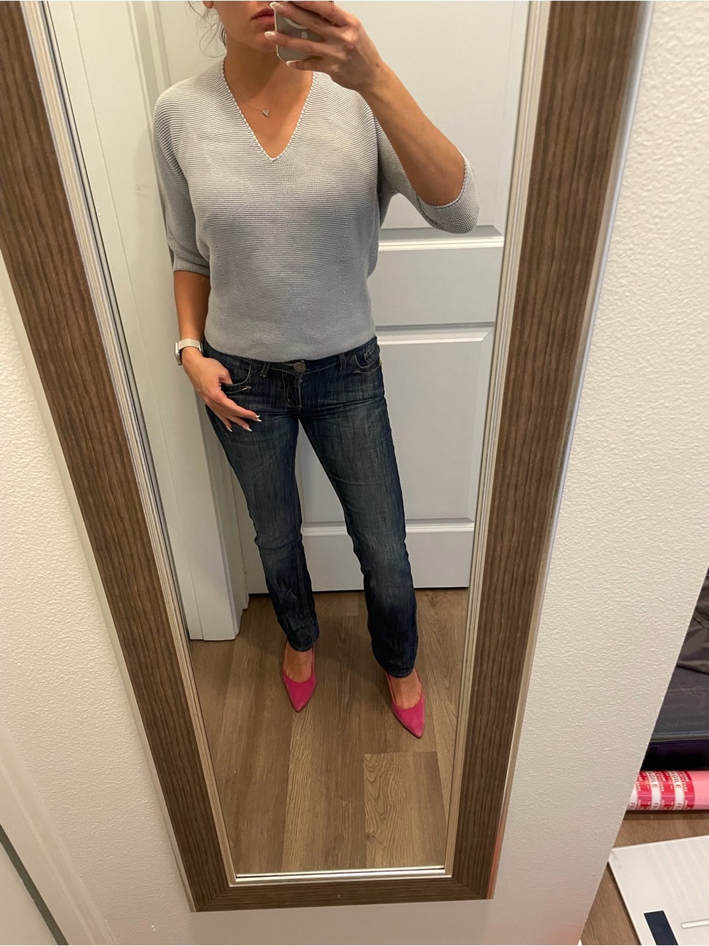 Uniqlo Light Gray V-Neck Sweater